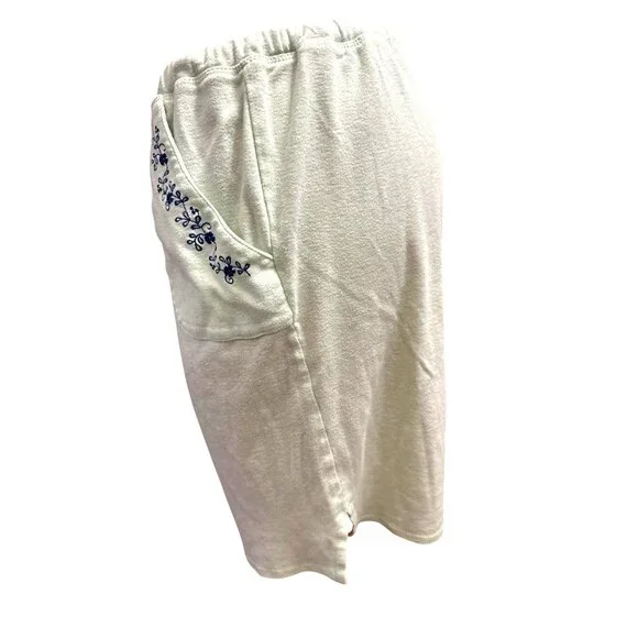 Adonna Lounge Set Green Ribbed Tank Top Shorts Navy Embroidery Size Large - Picture 13 of 16